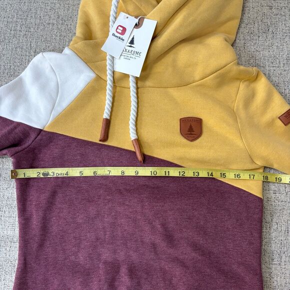 Wanakome Reyene Hooded Sweatshirt Women's XS Gold Mulburry Fleece Asymmetrical - Picture 8 of 10